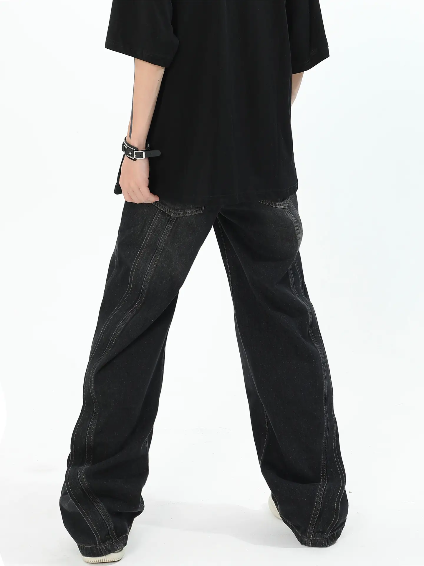 Men Wide Leg Denim Jeans 2024 Loose Fit High Street — feature 8