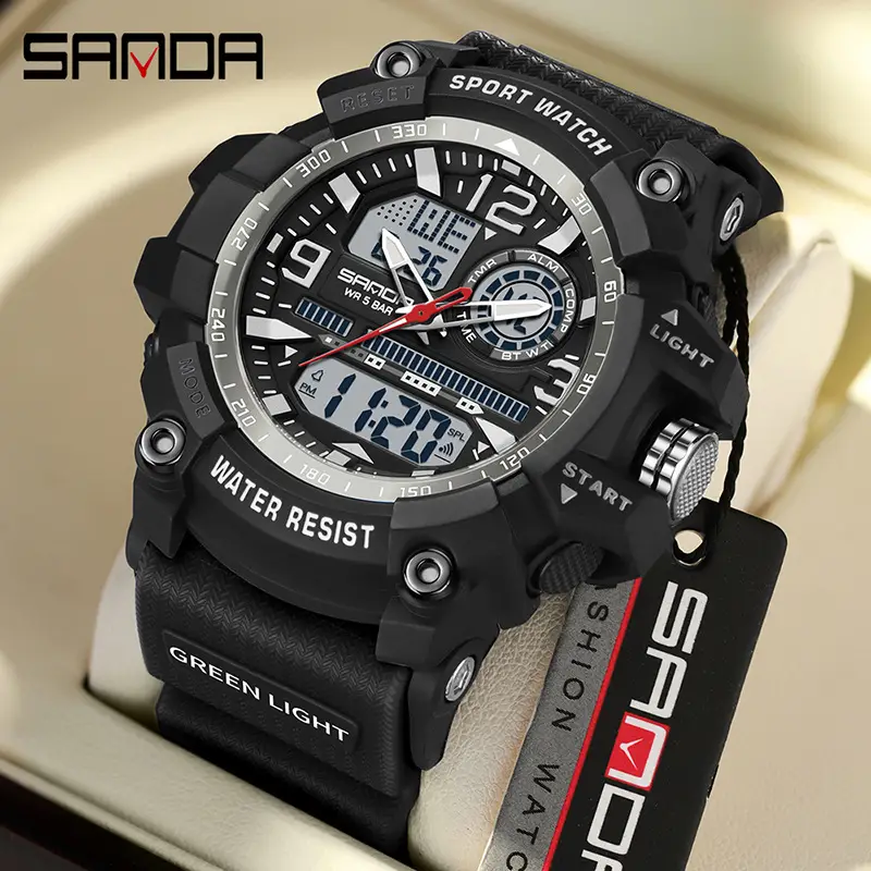 Sanda LED Waterproof Men's Red GPS Watch - Image 37