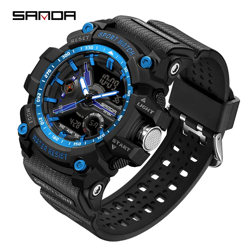 Sanda LED Waterproof Men's Red GPS Watch - Image 21