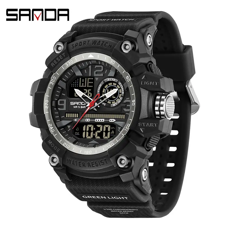 Sanda LED Waterproof Men's Red GPS Watch - Image 4