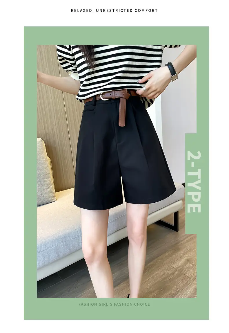 Women Cotton Belt Shorts White High Waist Slimming — feature 14