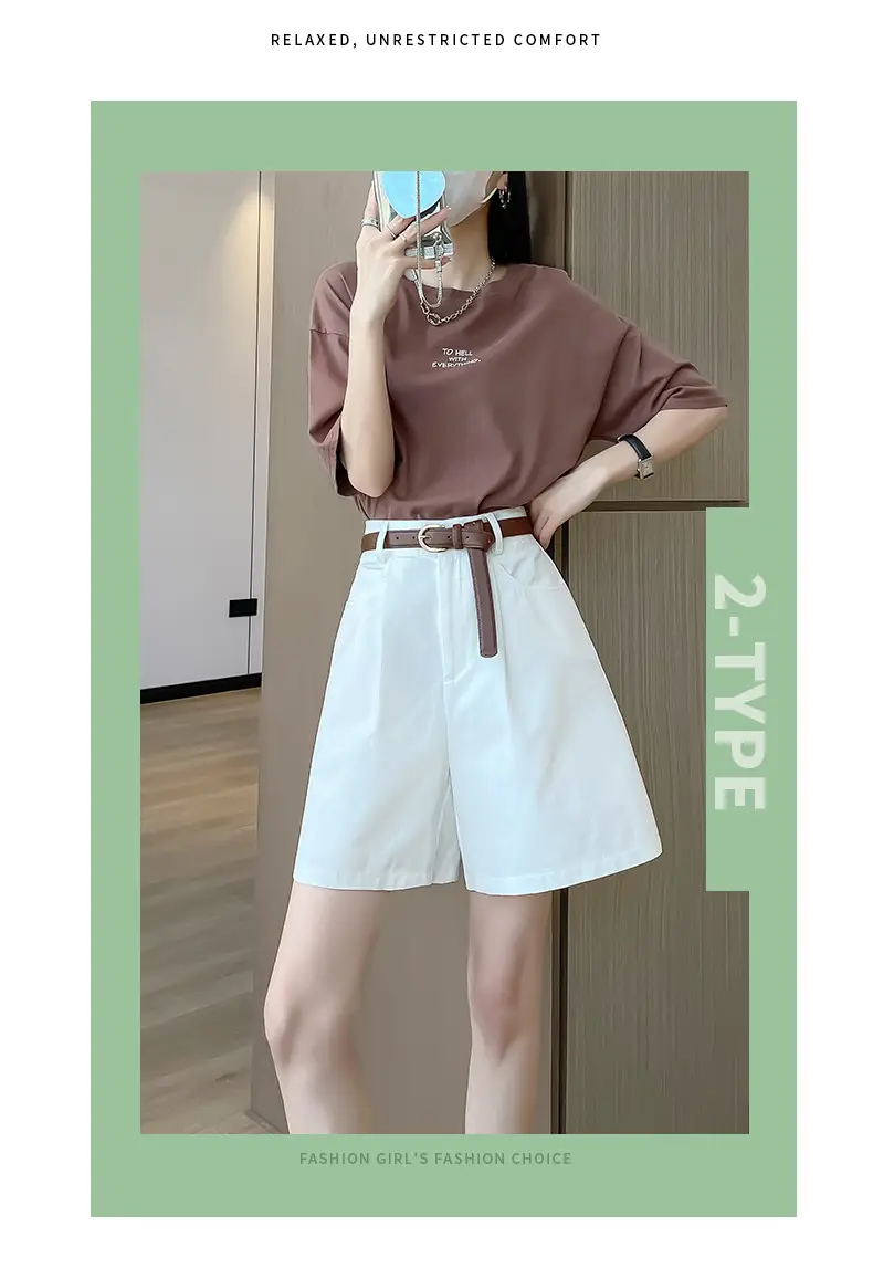 Women Cotton Belt Shorts White High Waist Slimming — feature 20