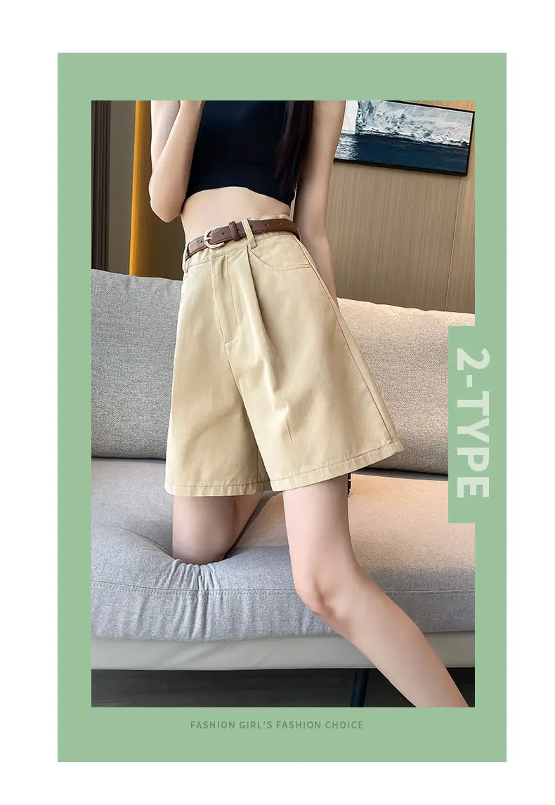 Women Cotton Belt Shorts White High Waist Slimming — feature 29