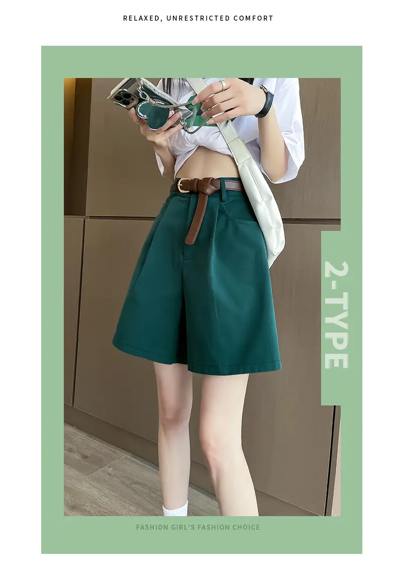Women Cotton Belt Shorts White High Waist Slimming — feature 31