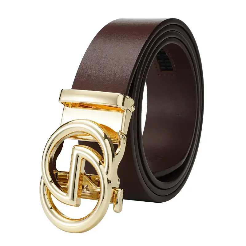 Men's Black Leather Belt with G Buckle - Image 8