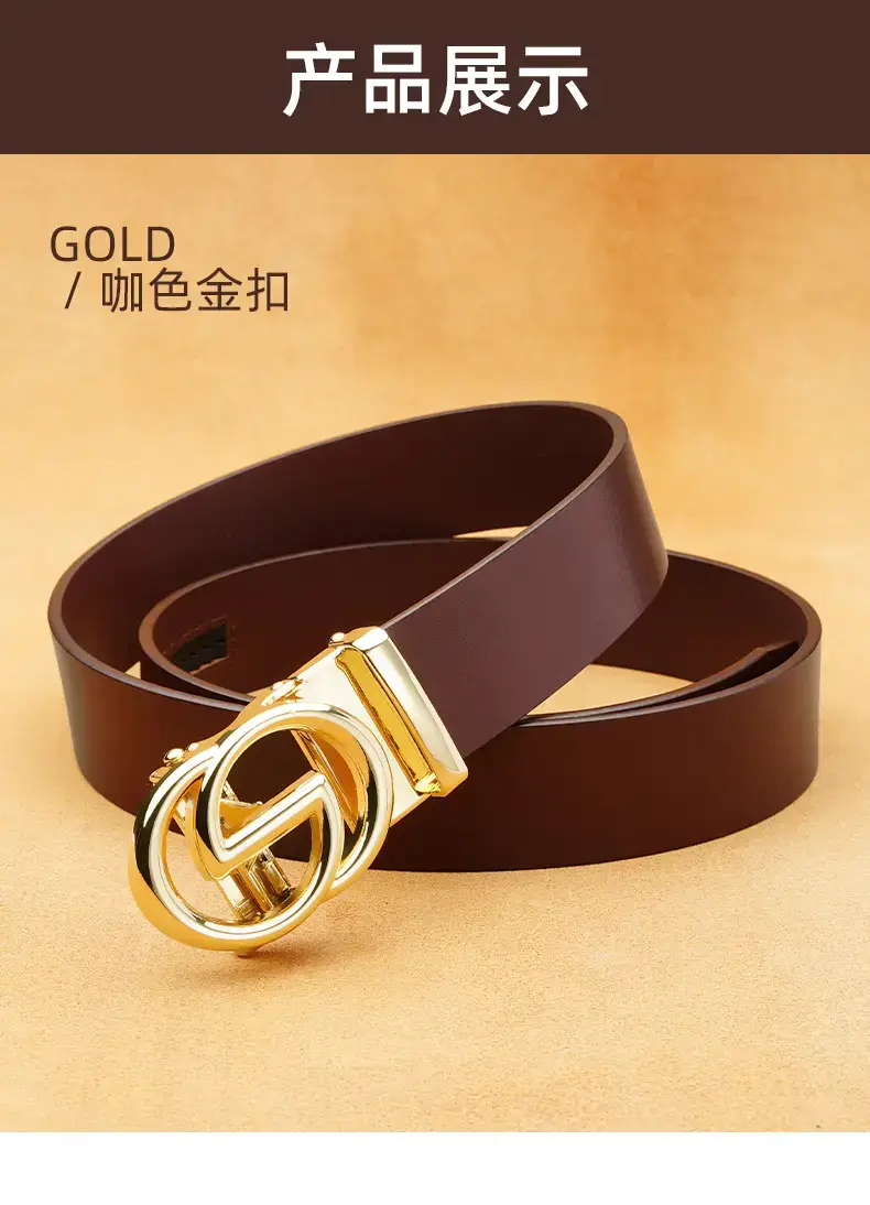 Men's Black Leather Belt with G Buckle — feature 15