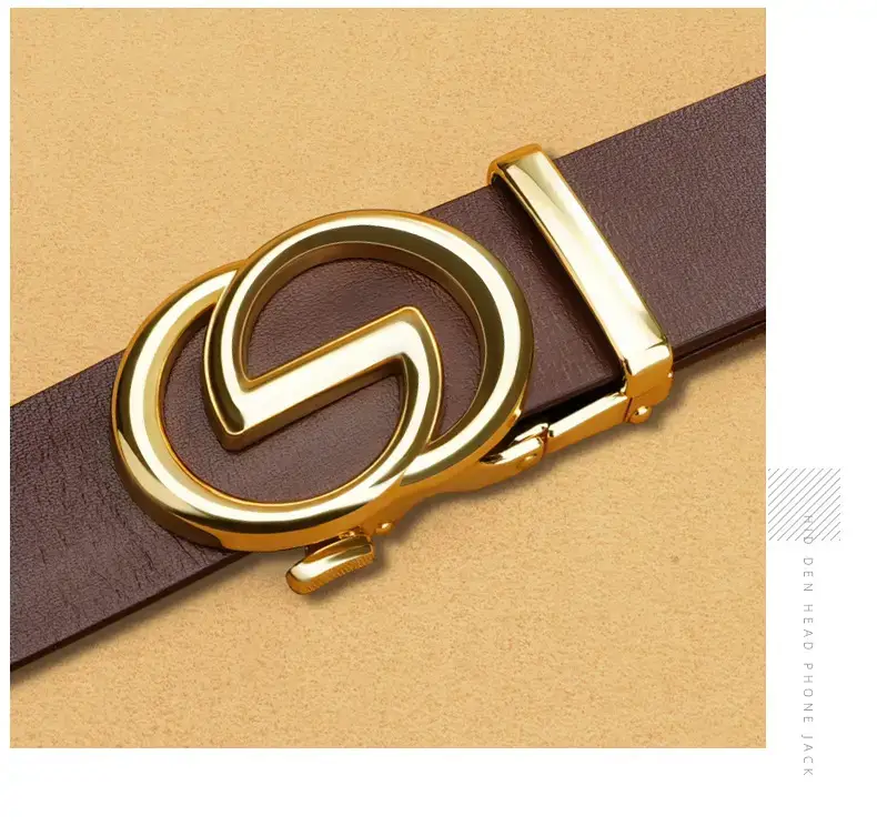 Men's Black Leather Belt with G Buckle — feature 16