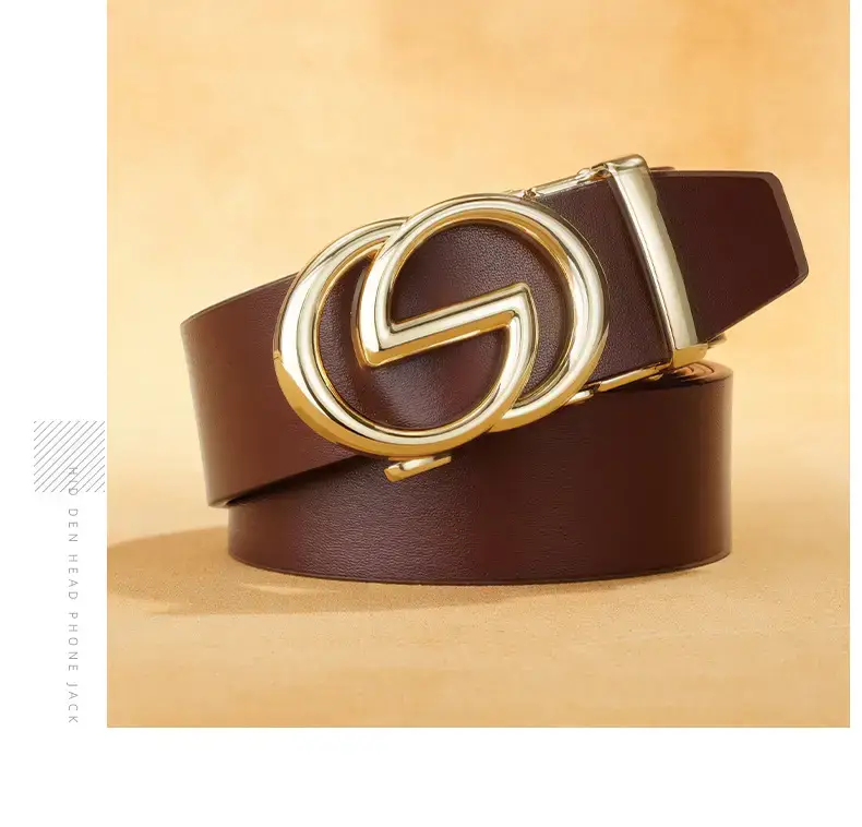 Men's Black Leather Belt with G Buckle — feature 17
