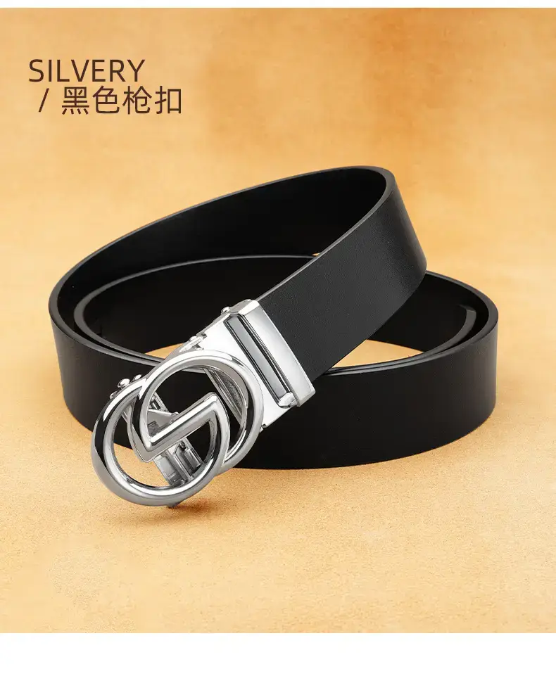 Men's Black Leather Belt with G Buckle — feature 21