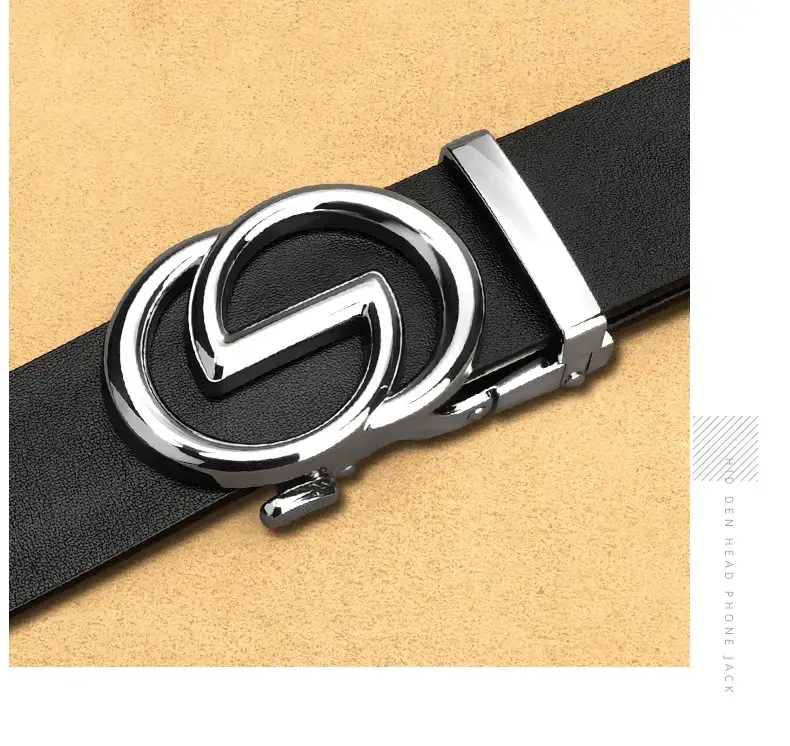 Men's Black Leather Belt with G Buckle — feature 22
