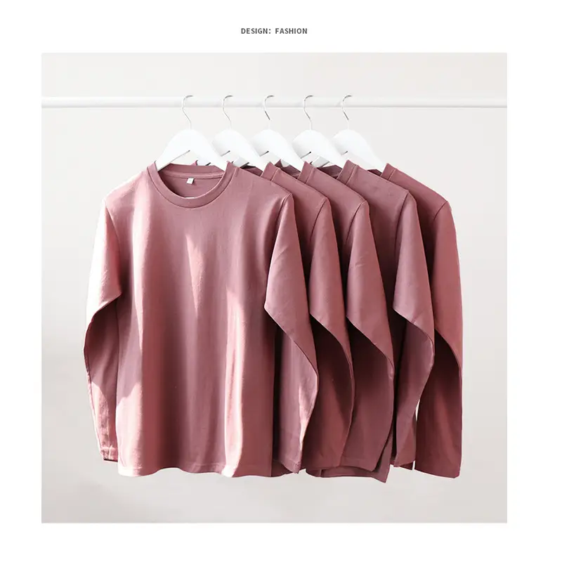 Men Cotton Solid Color Long Sleeve T-Shirt 230g