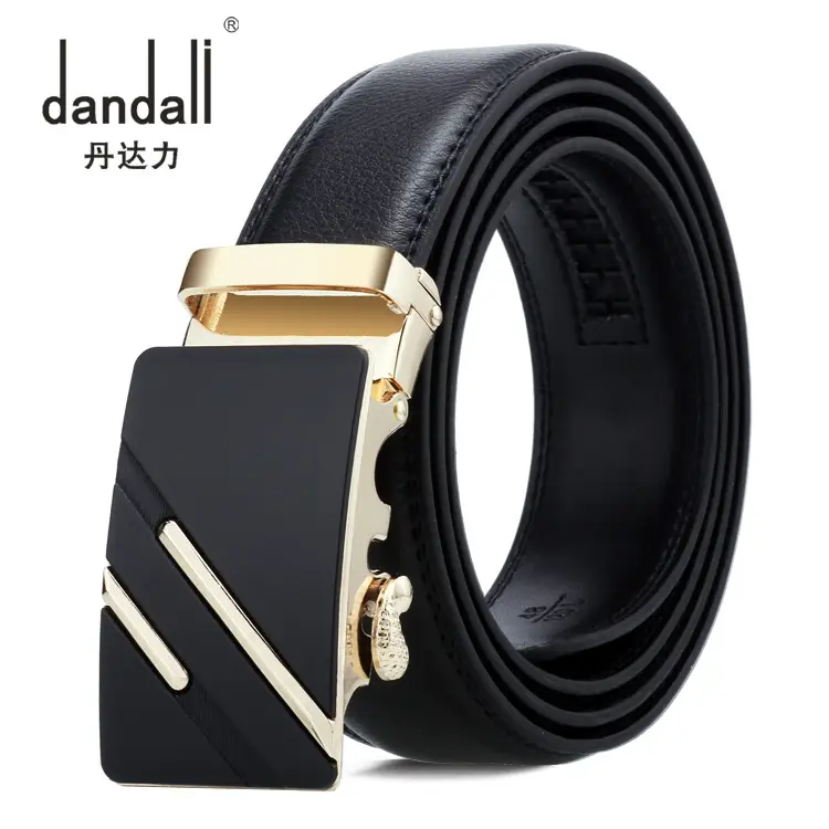 Men's Black Leather Belt with Gold Buckle — feature 13