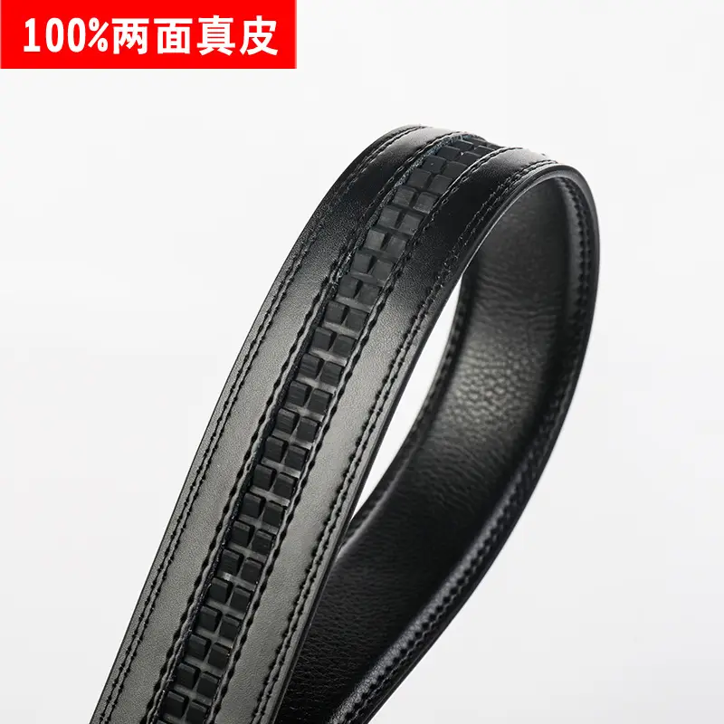 Men's Black Leather Belt with Gold Buckle — feature 14