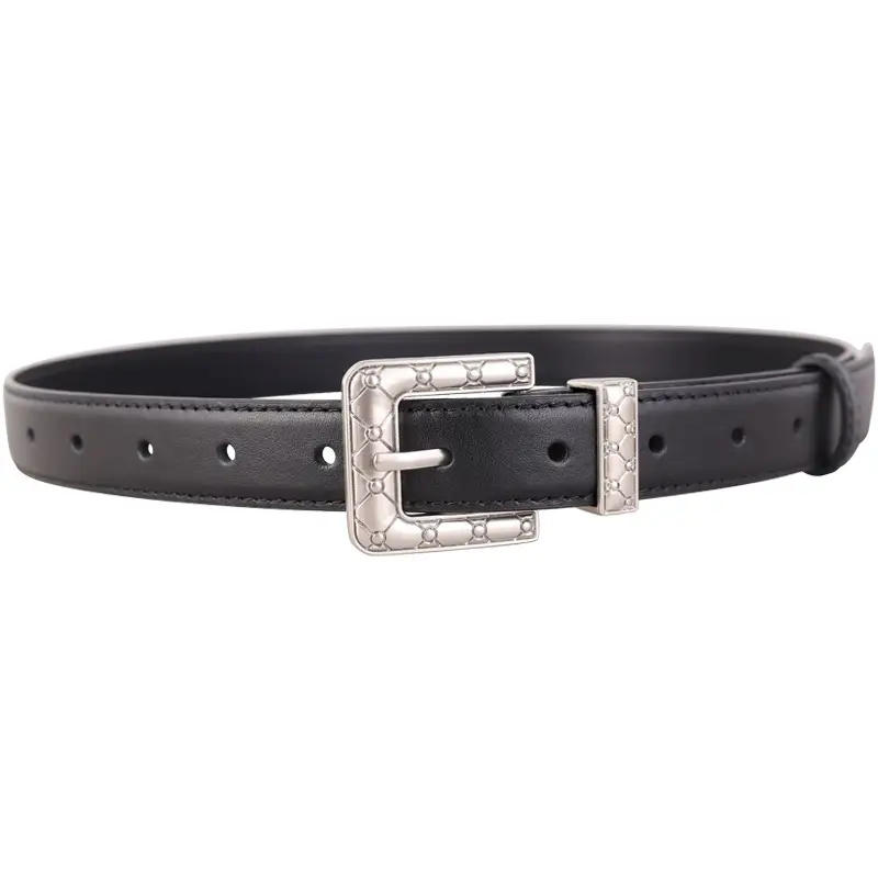 Brown Leather Belt with Silver Buckle for Women - Image 8