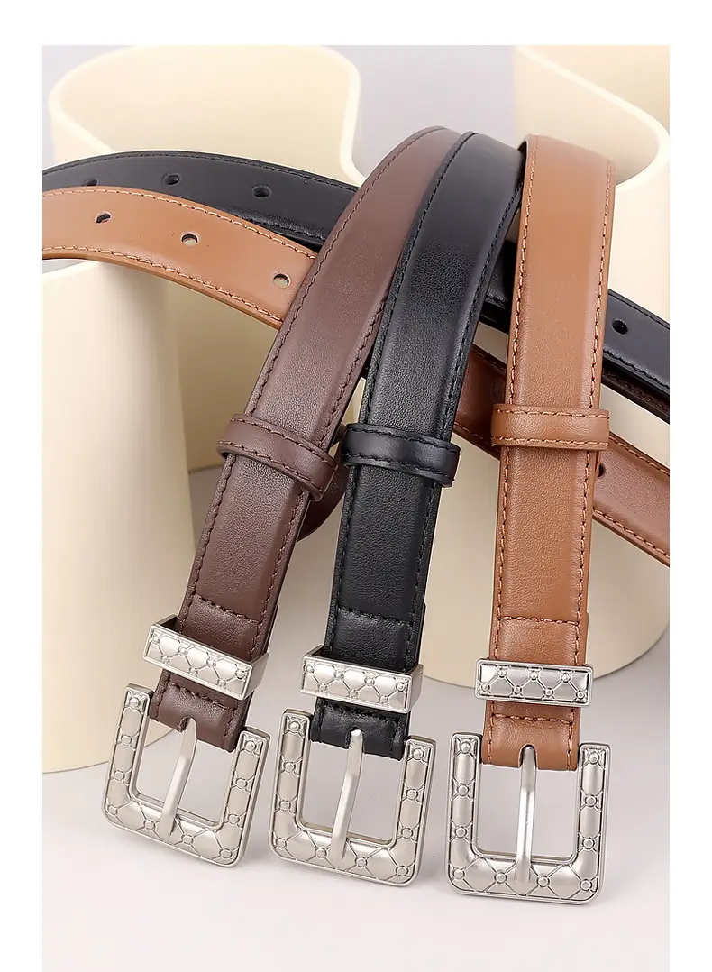 Brown Leather Belt with Silver Buckle for Women — feature 15