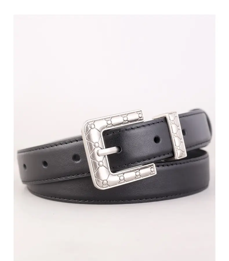 Brown Leather Belt with Silver Buckle for Women — feature 17