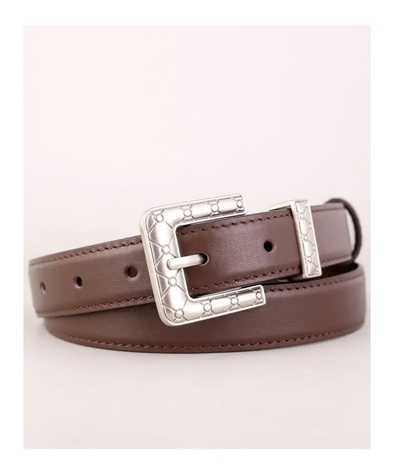 Brown Leather Belt with Silver Buckle for Women — feature 19