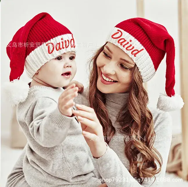 David Kids Christmas Santa Hats Embroidered - Image 3