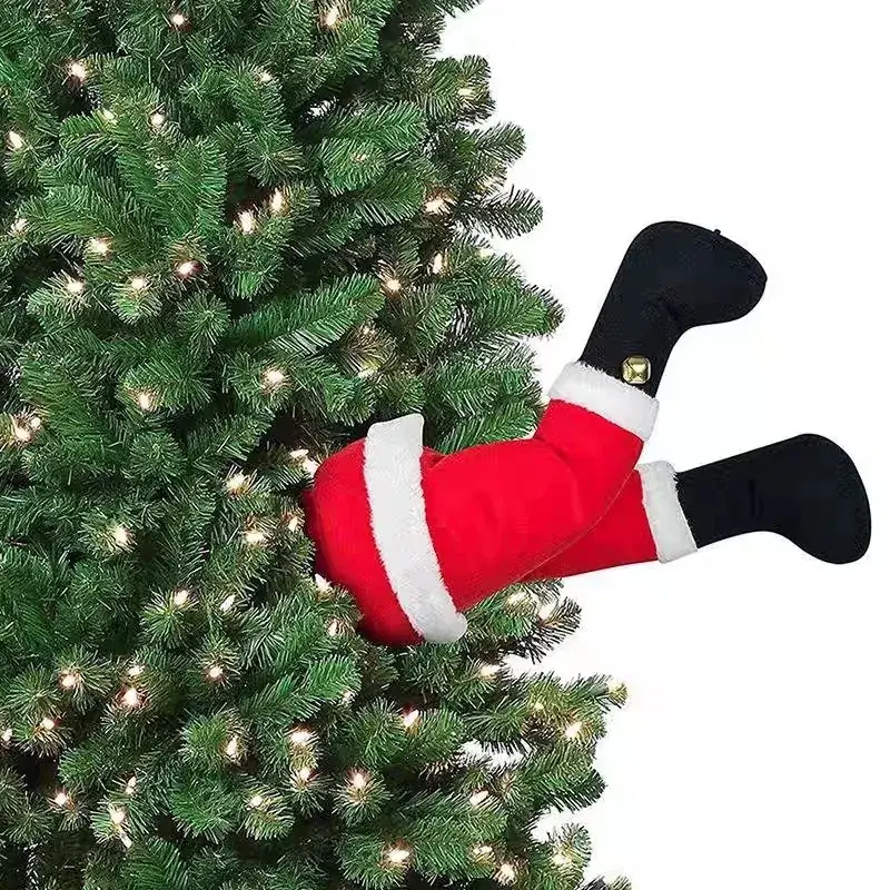 Red Plush Santa Elf Legs for Christmas Decor - Image 5