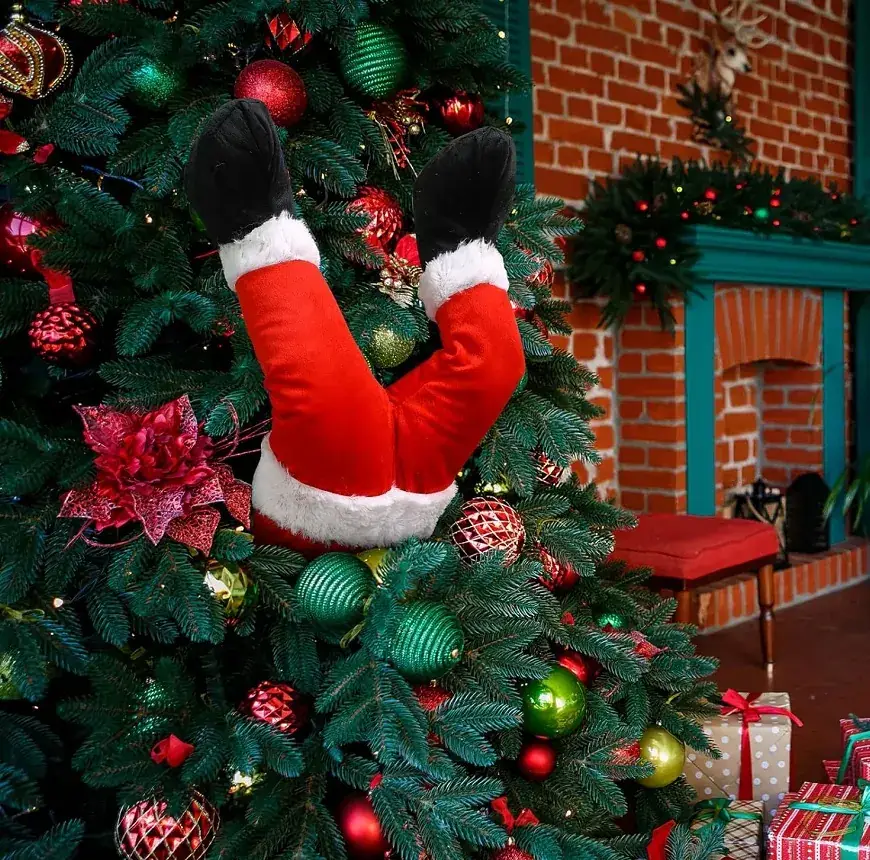 Red Plush Santa Elf Legs for Christmas Decor — feature 10