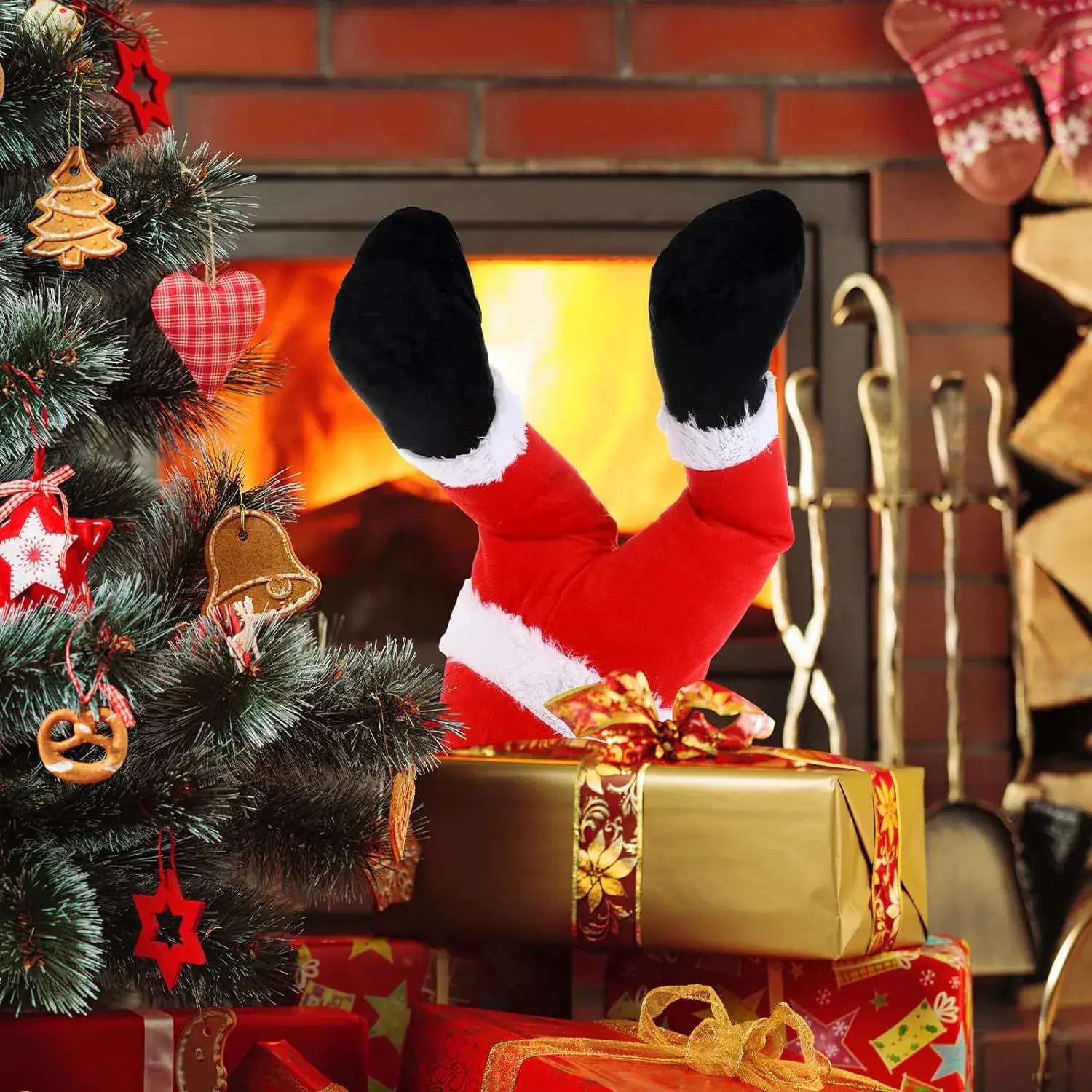 Red Plush Santa Elf Legs for Christmas Decor — feature 11