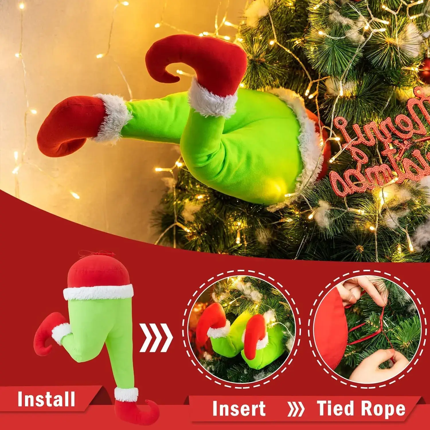 Red Plush Santa Elf Legs for Christmas Decor — feature 13