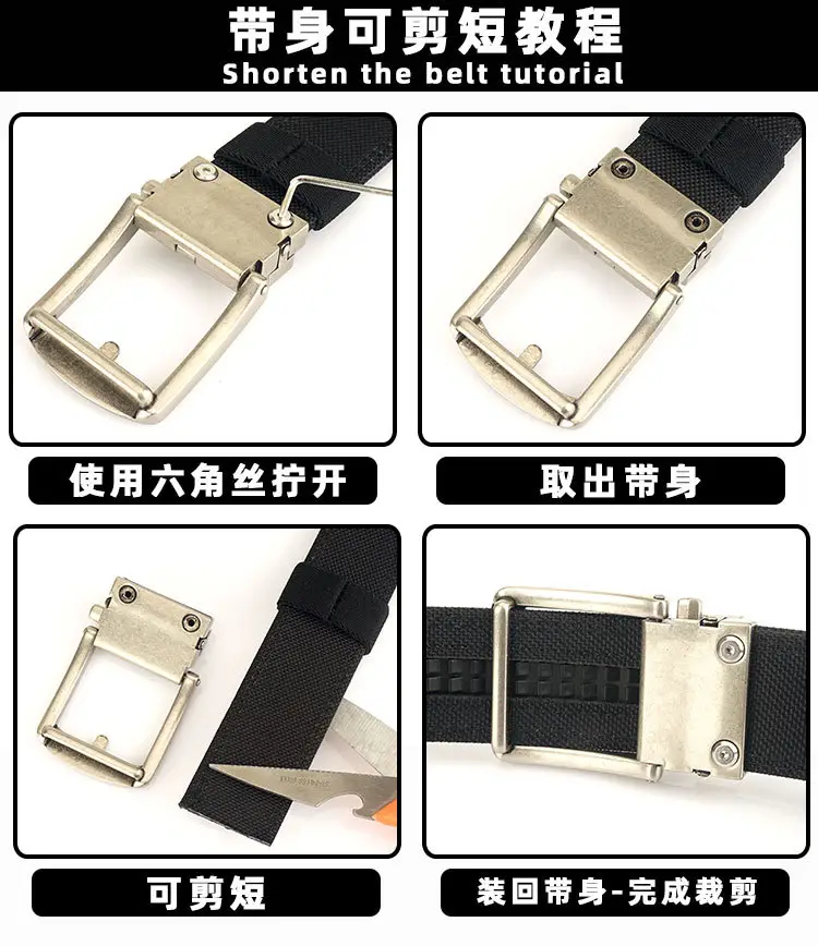 Men's Black Tactical Belt 3.8" Buckle — feature 17