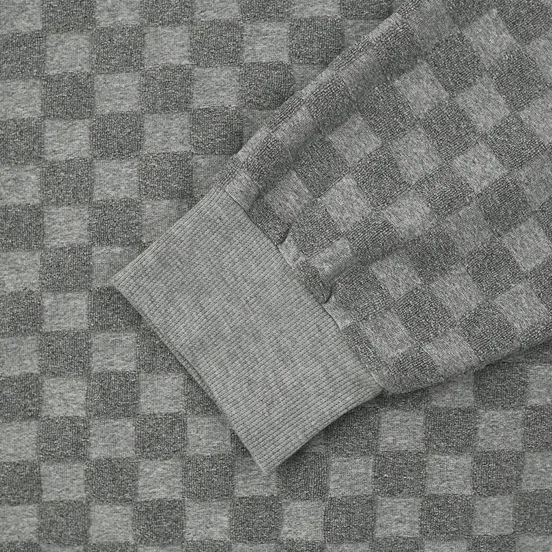 Men's Heavy Jacquard Checkerboard T-Shirt Tan Round Neck — feature 27