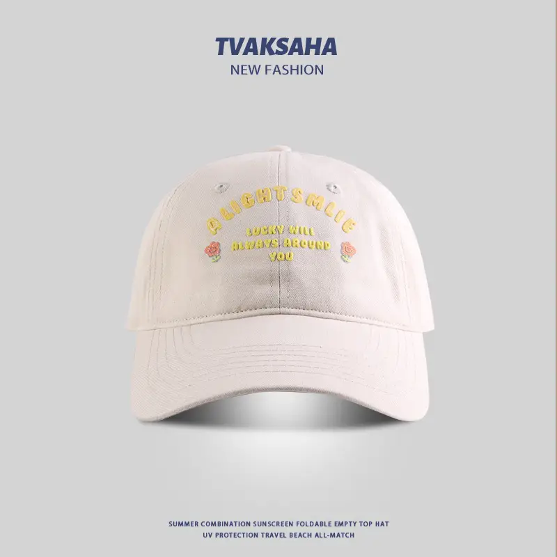 White Flower Letter Baseball Cap Women Summer Sun Protection - Image 2