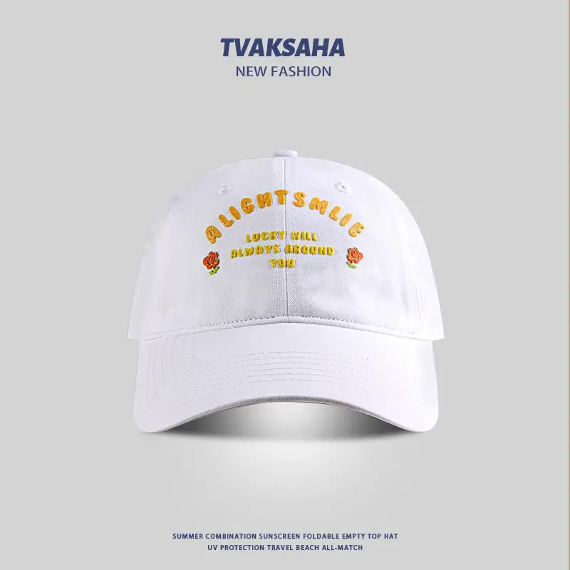 White Flower Letter Baseball Cap Women Summer Sun Protection - Image 7