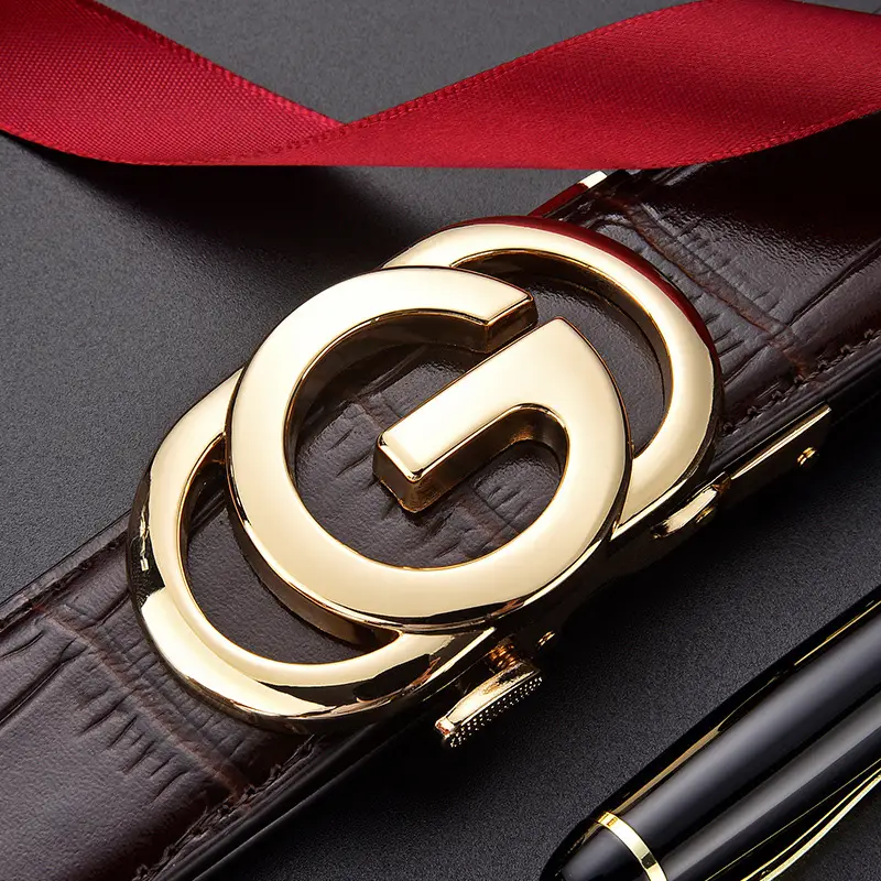 Men's Black Croc Belt with Silver G Buckle - Image 9