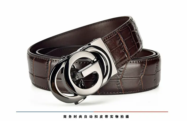 Men's Black Croc Belt with Silver G Buckle — feature 17