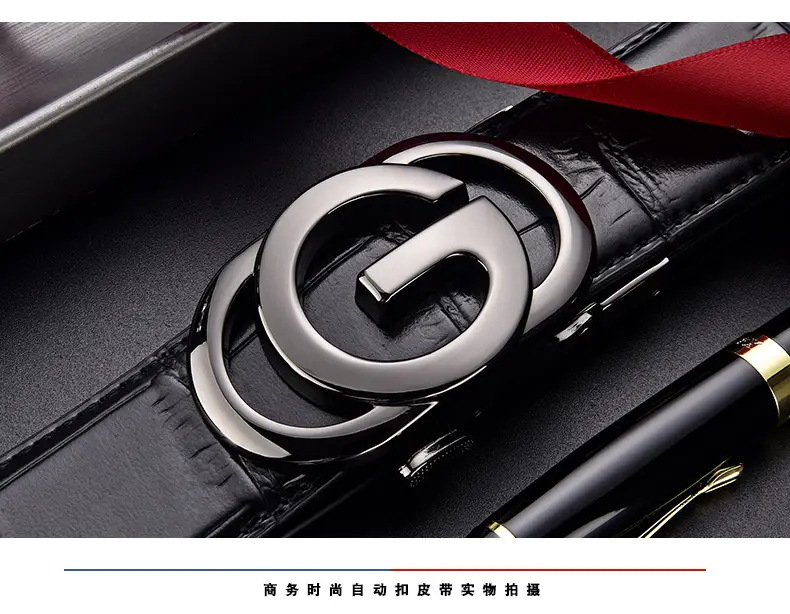 Men's Black Croc Belt with Silver G Buckle — feature 19