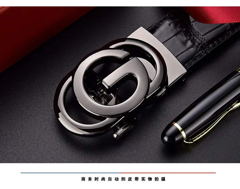 Men's Black Croc Belt with Silver G Buckle — feature 20