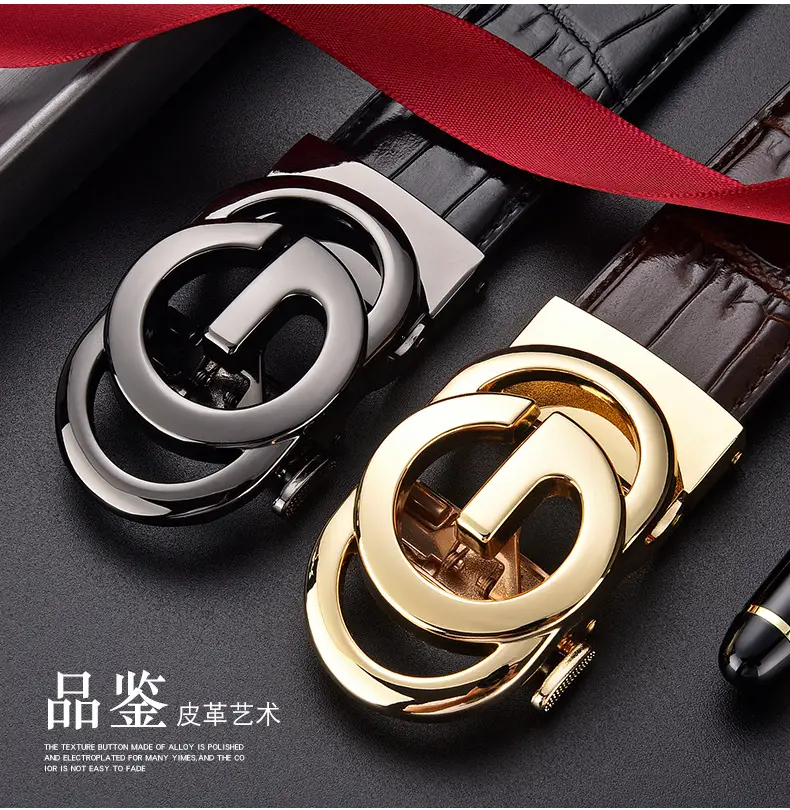 Men's Black Croc Belt with Silver G Buckle — feature 5