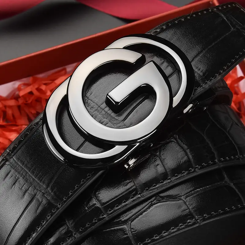 Men's Black Croc Belt with Silver G Buckle - Image 2