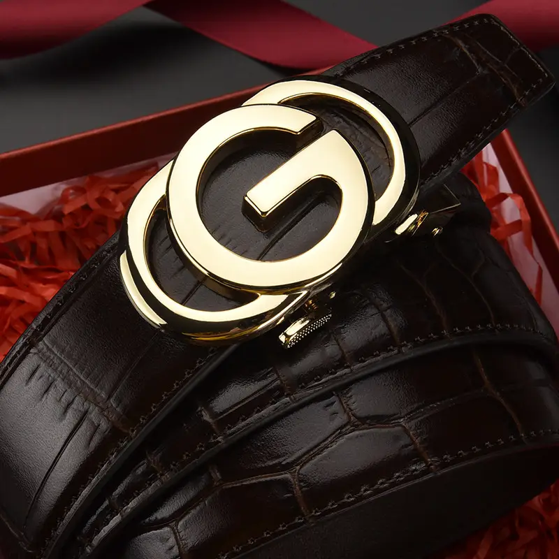 Men's Black Croc Belt with Silver G Buckle - Image 4
