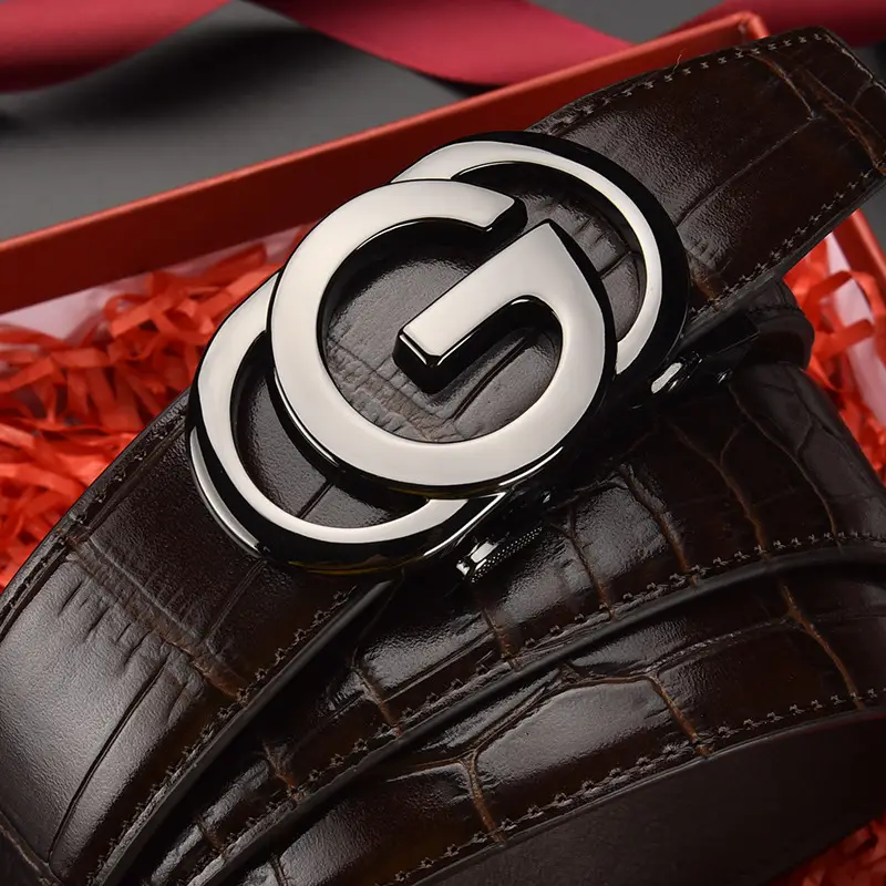 Men's Black Croc Belt with Silver G Buckle - Image 5