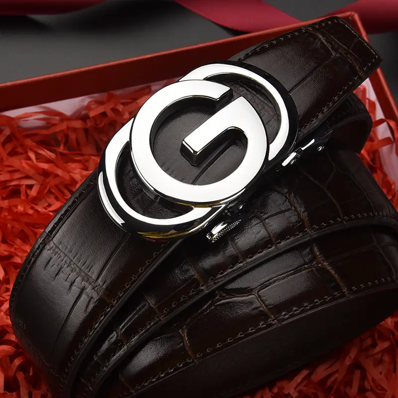 Men's Black Croc Belt with Silver G Buckle - Image 6