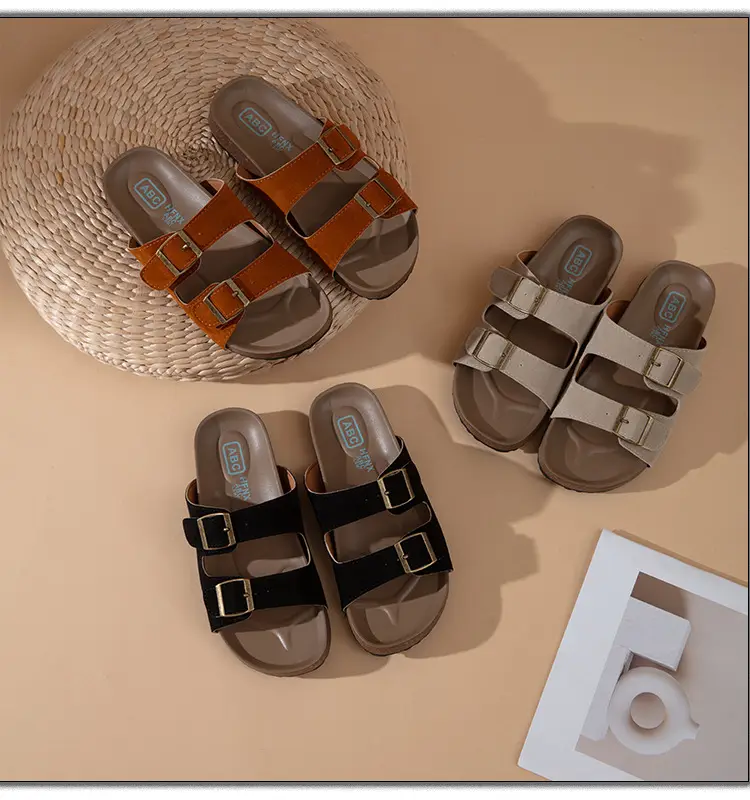 Sandals for Women 2025 Summer New Retro Round Toe Outer Wear Thick-Soled Birkenstock Shoes Large Size Versatile Slippers for Women — feature 12