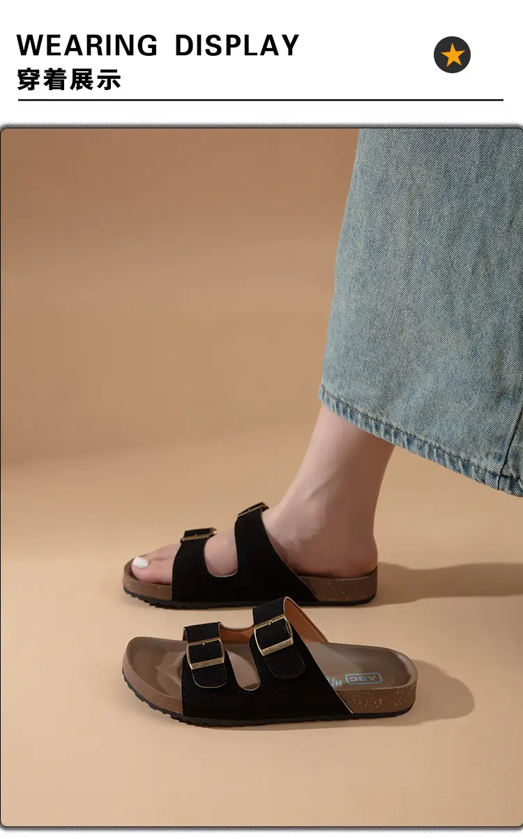 Sandals for Women 2025 Summer New Retro Round Toe Outer Wear Thick-Soled Birkenstock Shoes Large Size Versatile Slippers for Women — feature 3