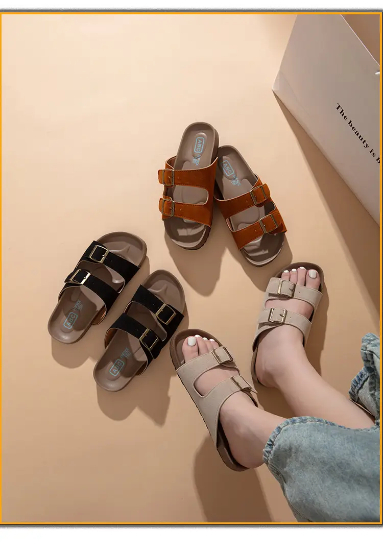 Sandals for Women 2025 Summer New Retro Round Toe Outer Wear Thick-Soled Birkenstock Shoes Large Size Versatile Slippers for Women — feature 9
