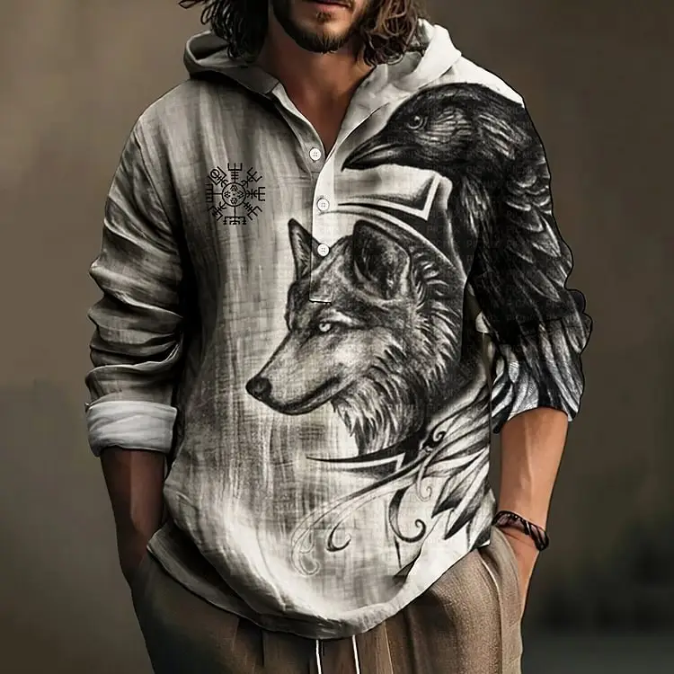 Men's Black 3D Digital Printed Hoodie Long Sleeve — feature 3