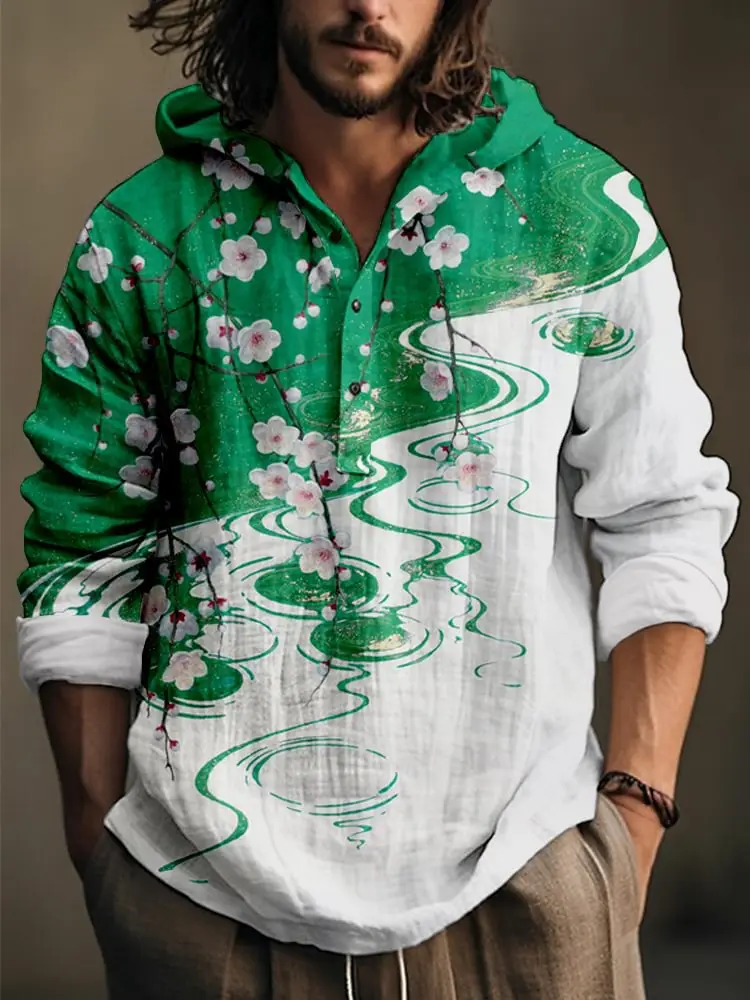 Men's Black 3D Digital Printed Hoodie Long Sleeve