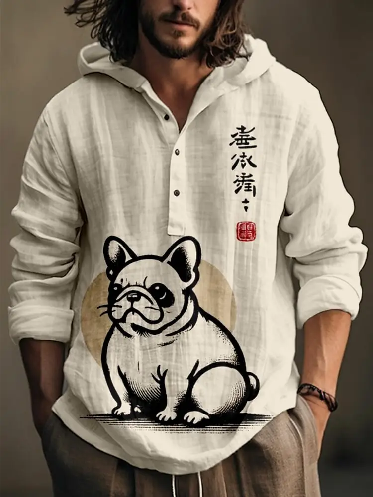 Men's Black 3D Digital Printed Hoodie Long Sleeve