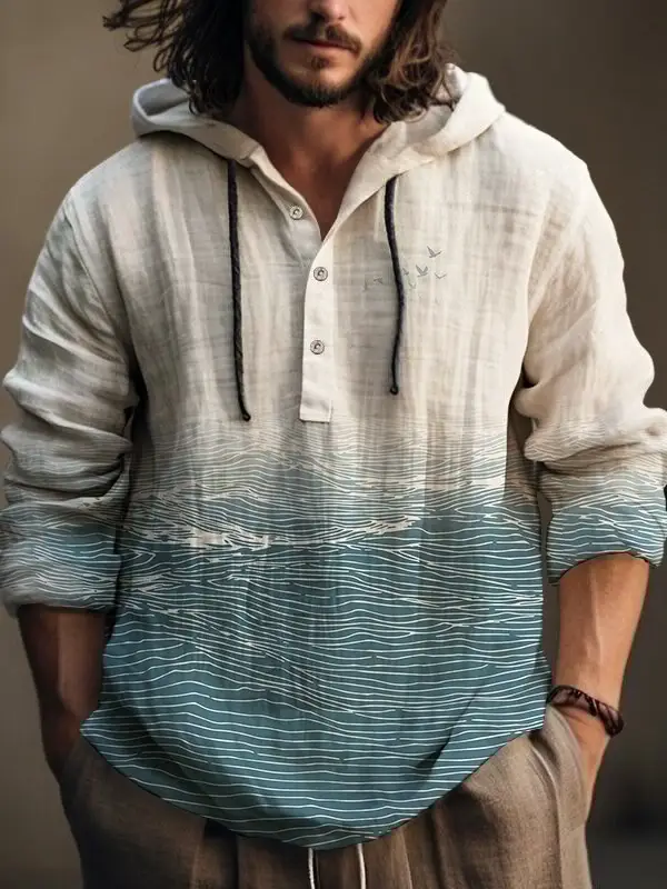 Men's Black 3D Digital Printed Hoodie Long Sleeve