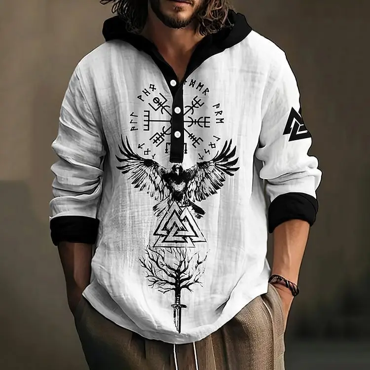 Men's Black 3D Digital Printed Hoodie Long Sleeve