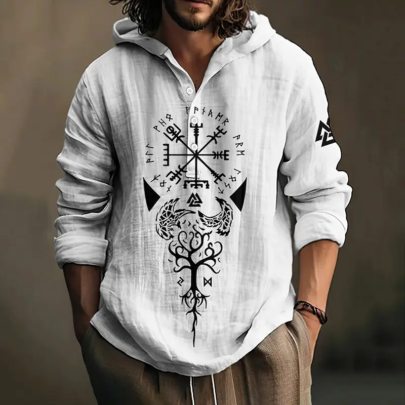 Men's Black 3D Digital Printed Hoodie Long Sleeve