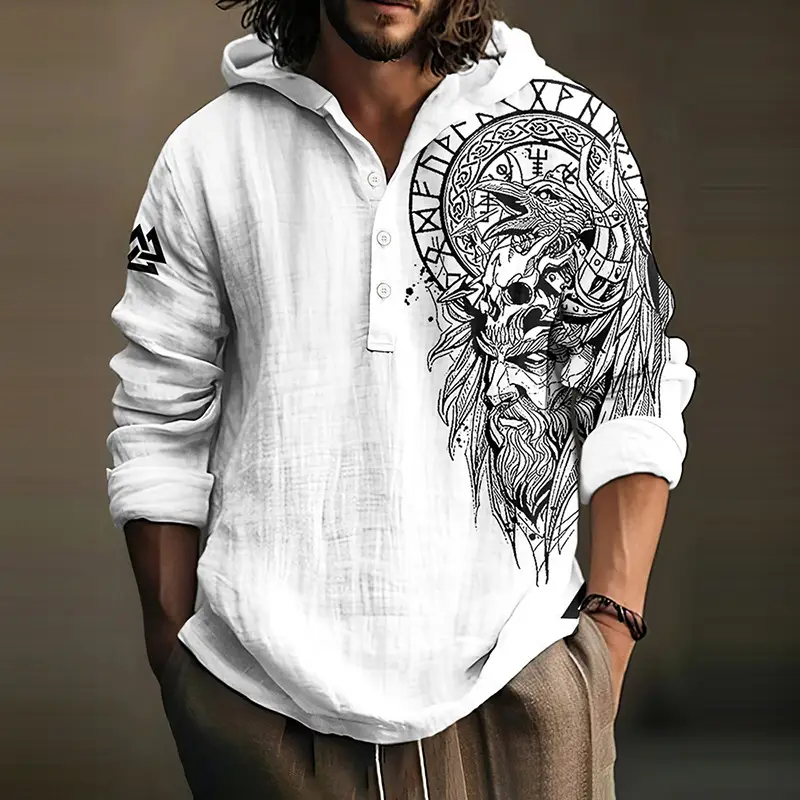 Men's Black 3D Digital Printed Hoodie Long Sleeve