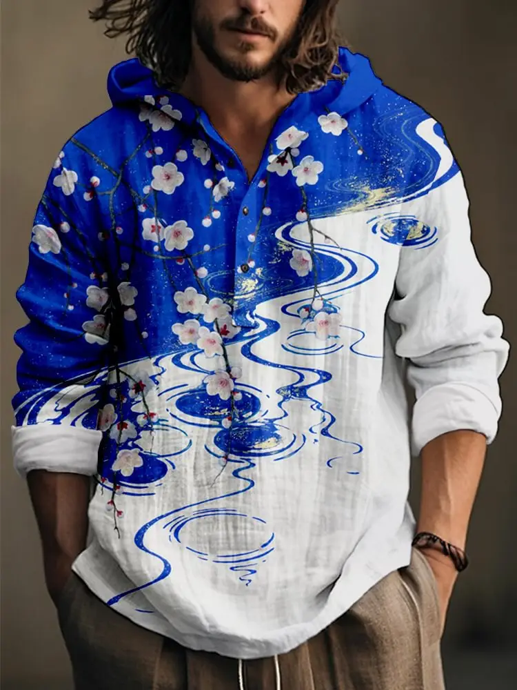 Men's Black 3D Digital Printed Hoodie Long Sleeve